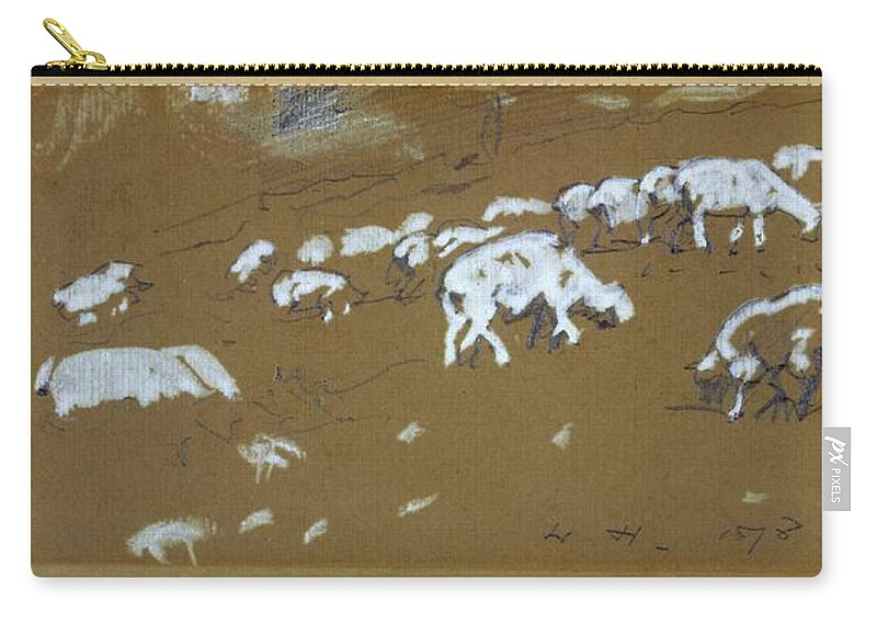 Sheep Zip Pouch featuring the painting Sheep by MotionAge Designs