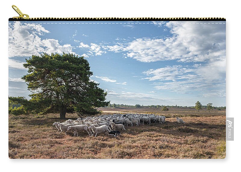 Epe Zip Pouch featuring the photograph Sheepdog at work by Jenco van Zalk