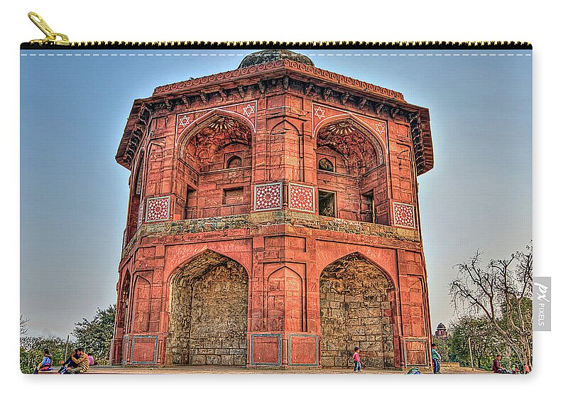 Tranquility Zip Pouch featuring the photograph Sher Mandal, Purana Qila. New Delhi by Mukul Banerjee Photography