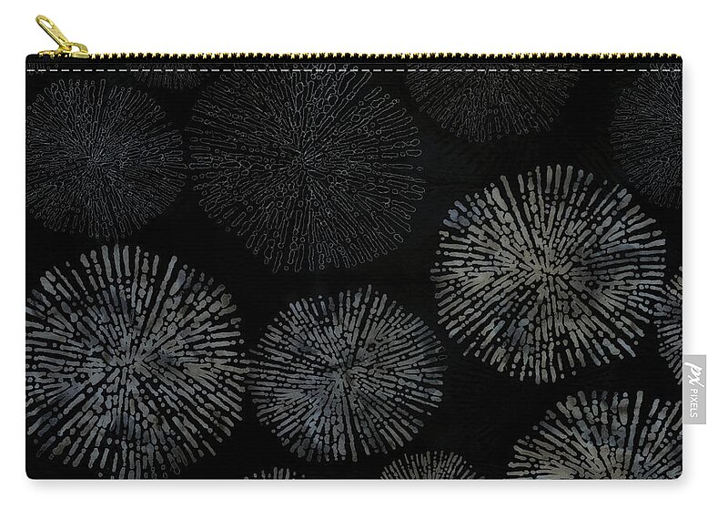 Shibori Carry-all Pouch featuring the digital art Shibori sea urchin burst pattern by Sand And Chi