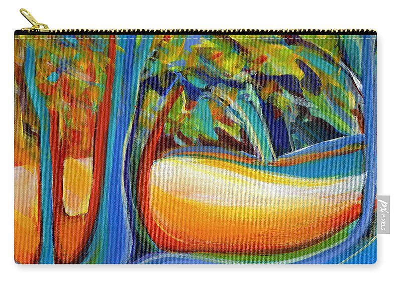 Contemporary Painting Zip Pouch featuring the painting Shimmering Whispers by Tanya Filichkin