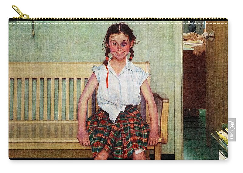 Black Eyes Zip Pouch featuring the painting Shiner by Norman Rockwell