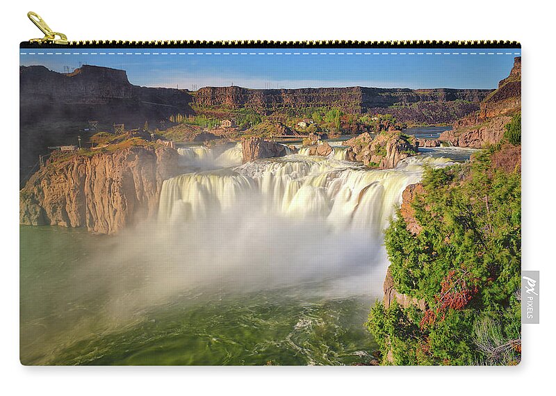 Shoshone Falls Zip Pouch featuring the photograph Shoshone Falls Spring Rage by Greg Norrell