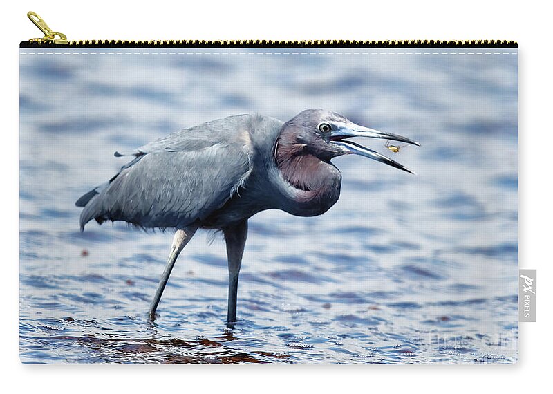 Heron Zip Pouch featuring the photograph Shrimp Dinner by Natural Focal Point Photography