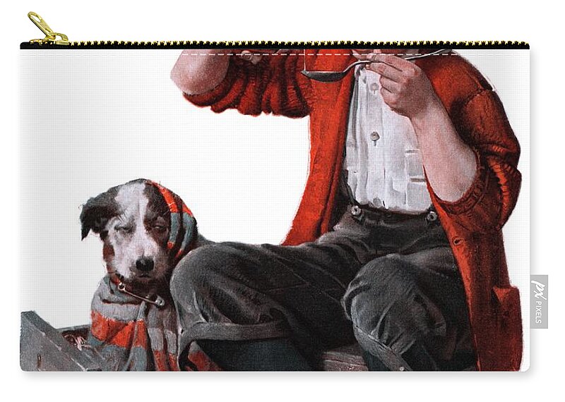 Boy Zip Pouch featuring the painting Sick Puppy by Norman Rockwell