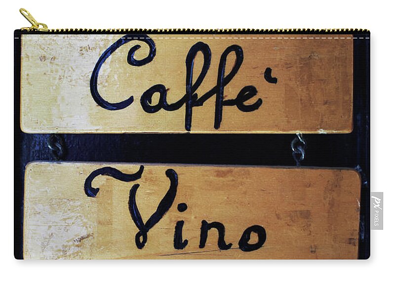 Veneto Zip Pouch featuring the photograph Sign Outside A Bar In Venice by Gary Yeowell