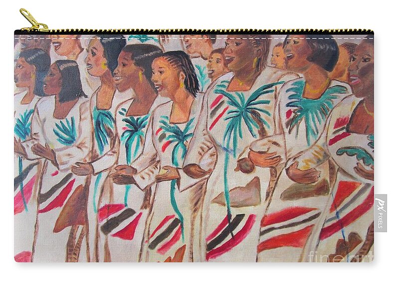 Tobago Zip Pouch featuring the painting Signall Hill Tobago Alumni Choir by Jennylynd James