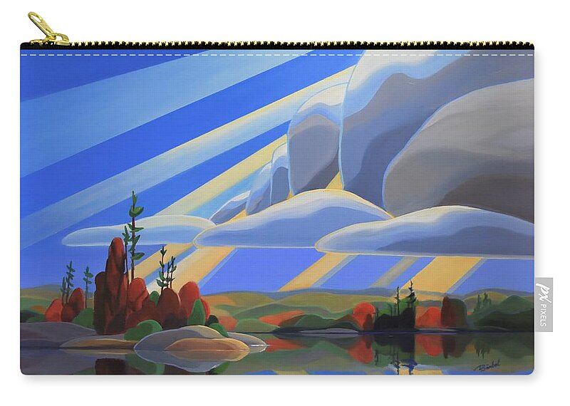 Silent Storm Clouds Glide Slowly Across The Sky. Will They Bring Rain Or Snow? Everything Is Hushed And Awaits. Zip Pouch featuring the painting Silent Arrival by Barbel Smith