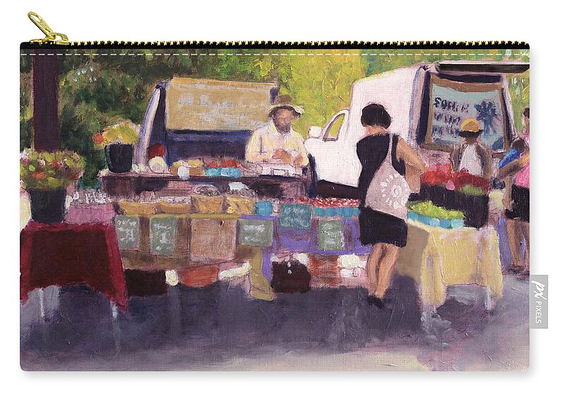 Farmer's Market Zip Pouch featuring the painting Silent Speculation by David Zimmerman