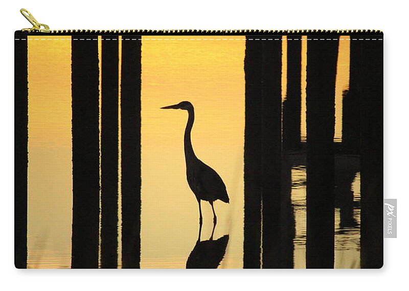 Sunset Zip Pouch featuring the photograph Silhouette Of A Bird by Cynthia Guinn
