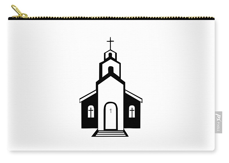 Silhouette Of A Christian Church Zip Pouch featuring the digital art Silhouette of a Christian Church by Rose Santuci-Sofranko