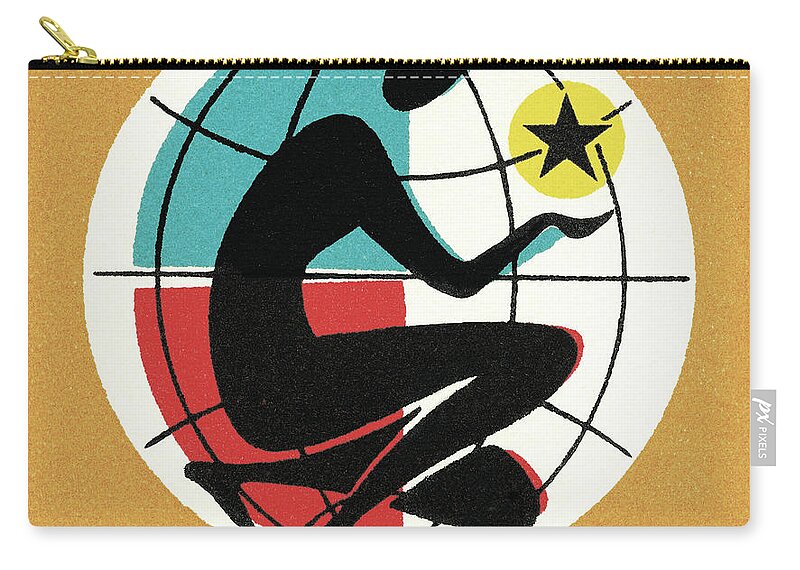 Campy Zip Pouch featuring the drawing Silhouette of a Person in Front of a Globe by CSA Images