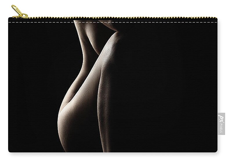 Nude Zip Pouch featuring the photograph Silhouette of nude woman by Johan Swanepoel