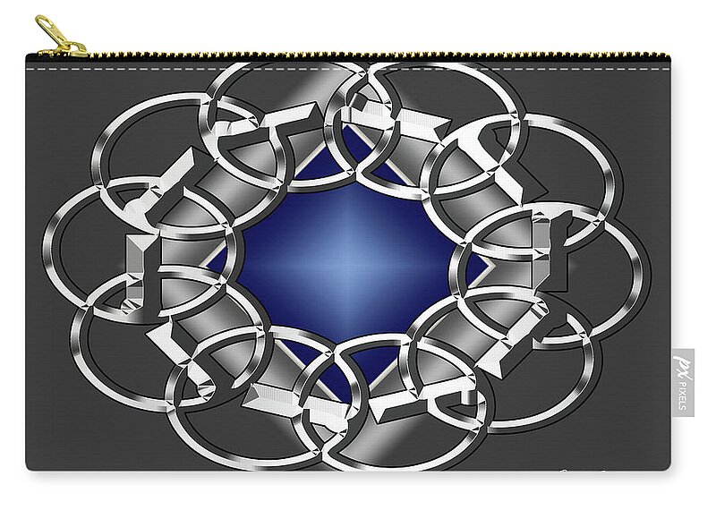 Silver Zip Pouch featuring the digital art Silver Design 19 by Chuck Staley