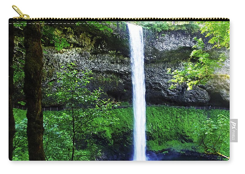 Waterfall Zip Pouch featuring the photograph Silver Falls Waterfall 2 by Melinda Firestone-White