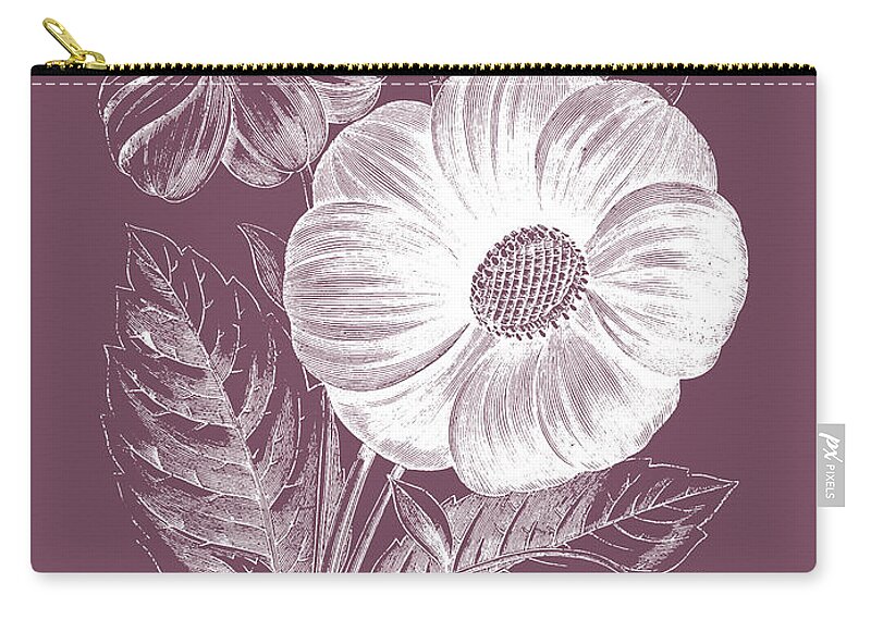 Flower Zip Pouch featuring the mixed media Single Dahlias Purple Flower by Naxart Studio