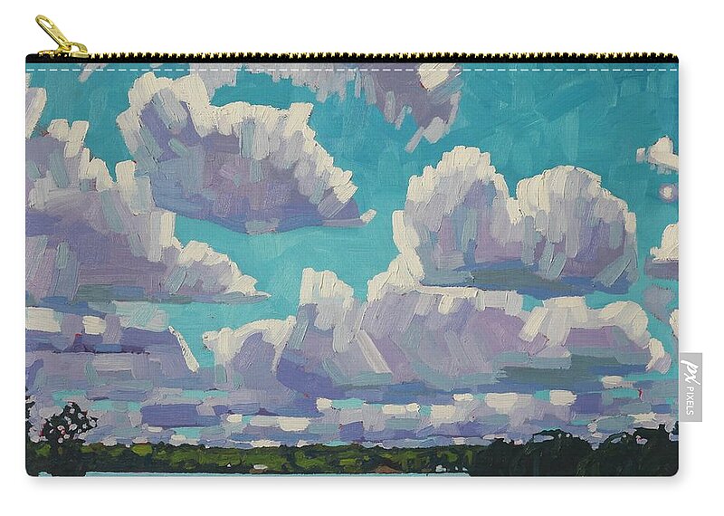 2277 Zip Pouch featuring the painting Singleton Summer Clouds by Phil Chadwick