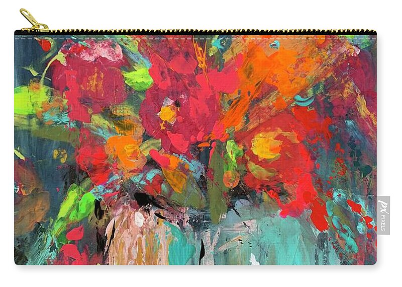 Abstract Zip Pouch featuring the painting Sit Still Look Pretty by Bonny Butler