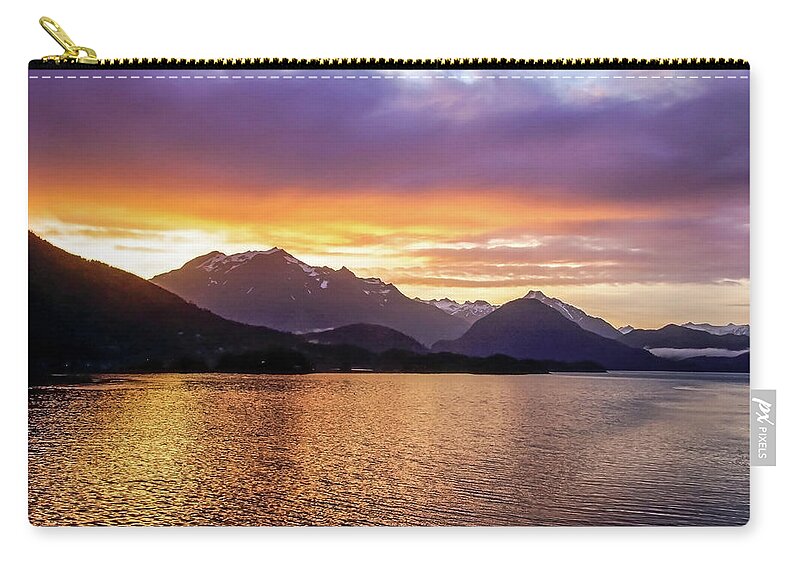 Alaska Zip Pouch featuring the photograph Sitka Sunrise by Dawn Richards