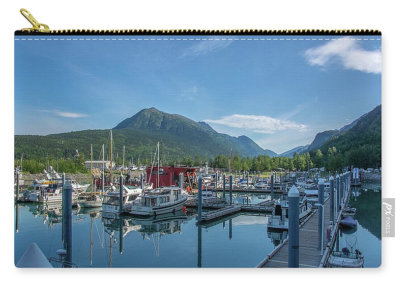 Skagway Zip Pouch featuring the photograph Skagway Small Boat Harbor by Douglas Wielfaert