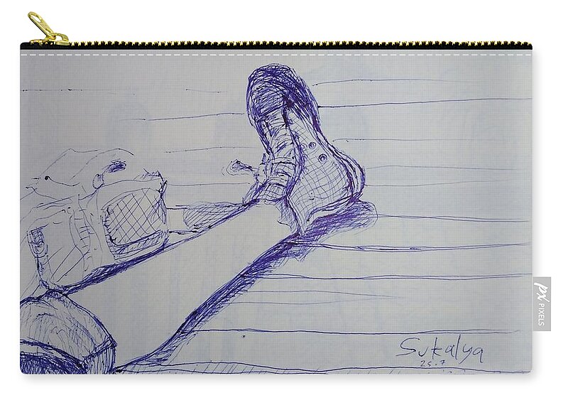 Leg Zip Pouch featuring the drawing Sketching a leg by Sukalya Chearanantana