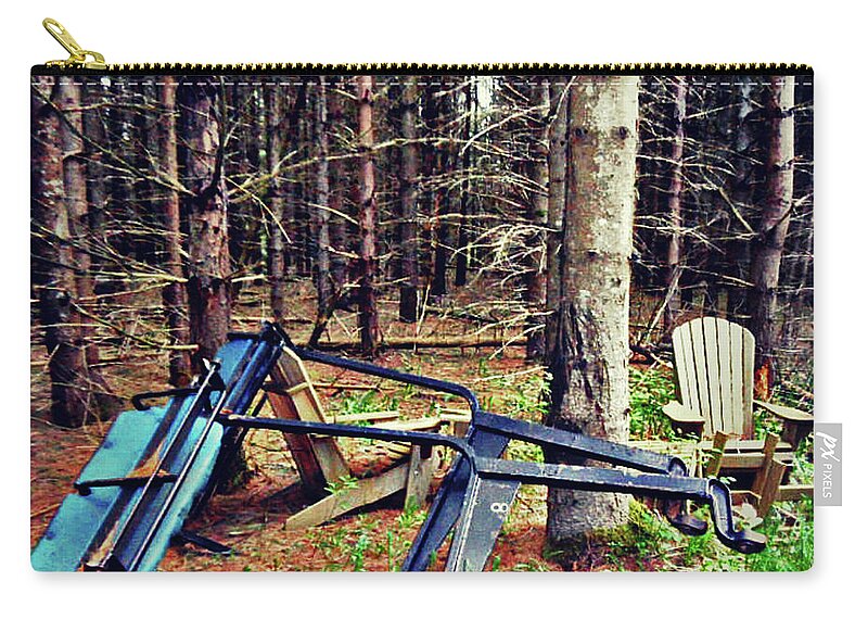 Ski Chairs And Chairs Zip Pouch featuring the photograph Ski Chairs and Chairs by Cyryn Fyrcyd