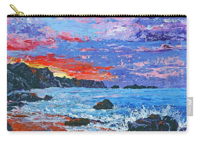  Hawaii Zip Pouch featuring the painting Slaughterhouse Beach by Darice Machel McGuire