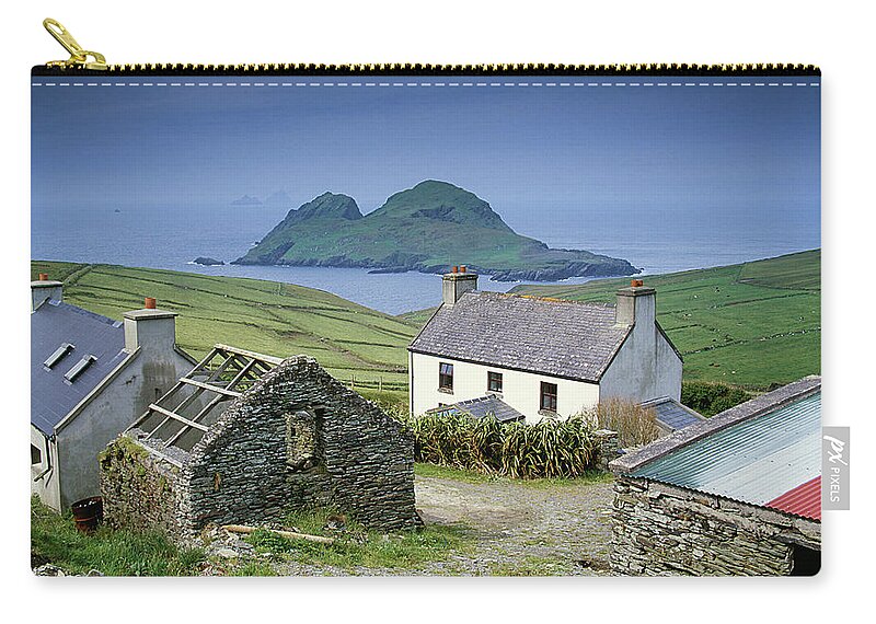 Outdoors Zip Pouch featuring the photograph Small Farm Houses At The Sea by Clu
