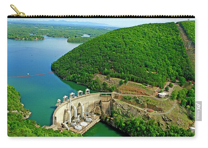 Smith Mountain Lake Dam Zip Pouch featuring the photograph Smith Mountain Lake Dam by The James Roney Collection