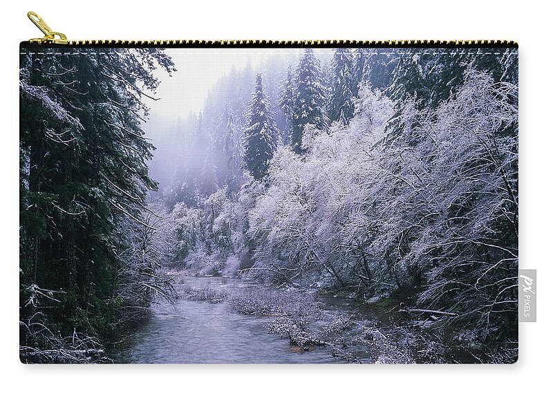 Coast Range Zip Pouch featuring the photograph Smith River Snow by Robert Potts