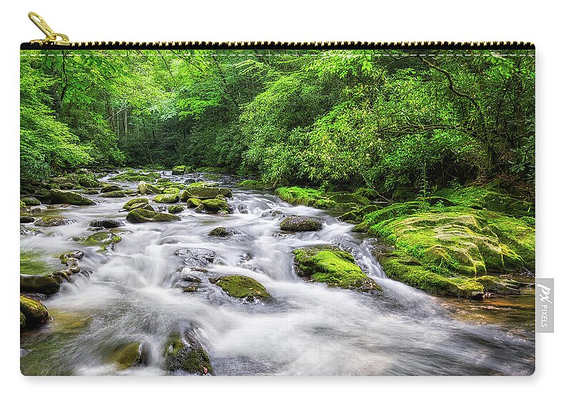 Smokey Mountain Stream Zip Pouch featuring the photograph Smokey Mountain Stream by Randall Allen