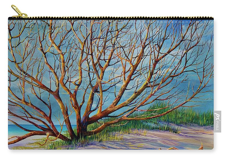 Beach Zip Pouch featuring the painting Smyrna Dunes by AnnaJo Vahle