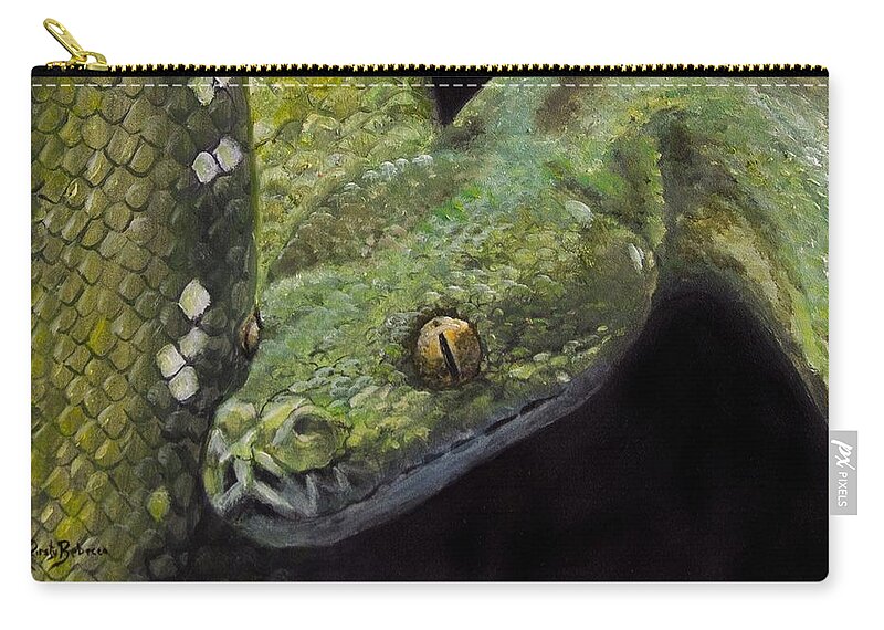 Snake Zip Pouch featuring the painting Snake by Kirsty Rebecca
