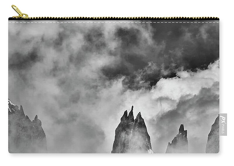 Courmayeur Zip Pouch featuring the photograph Sneaking Thru the Clouded Alps II by Jon Glaser