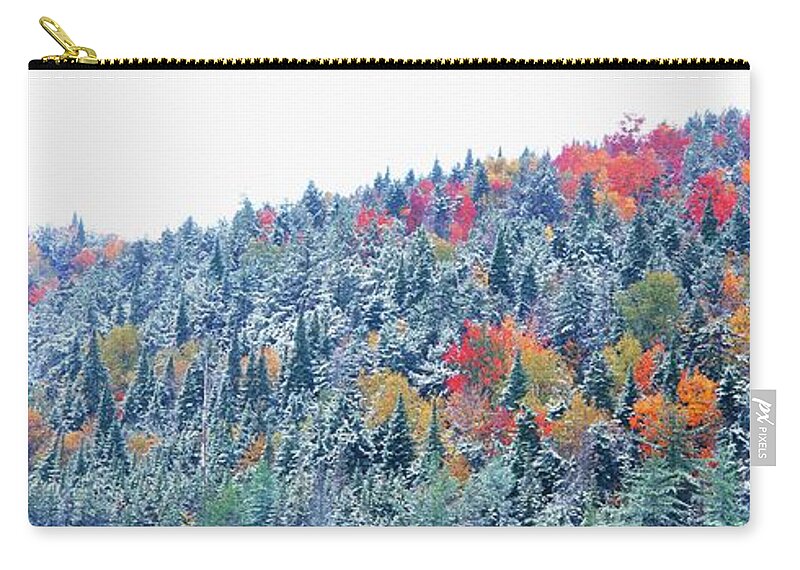 Scenics Zip Pouch featuring the photograph Snow And Autumn Trees, Adirondack by Visionsofamerica/joe Sohm