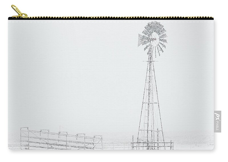 Kansas Zip Pouch featuring the photograph Snow and Windmill 03 by Rob Graham