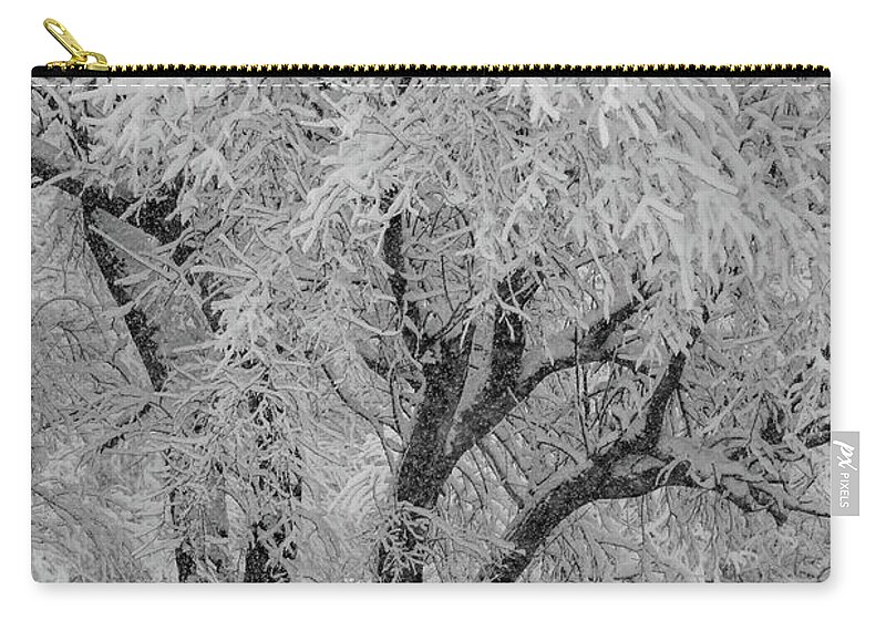 Snow Zip Pouch featuring the photograph Snowfall Scene by Mary Anne Delgado
