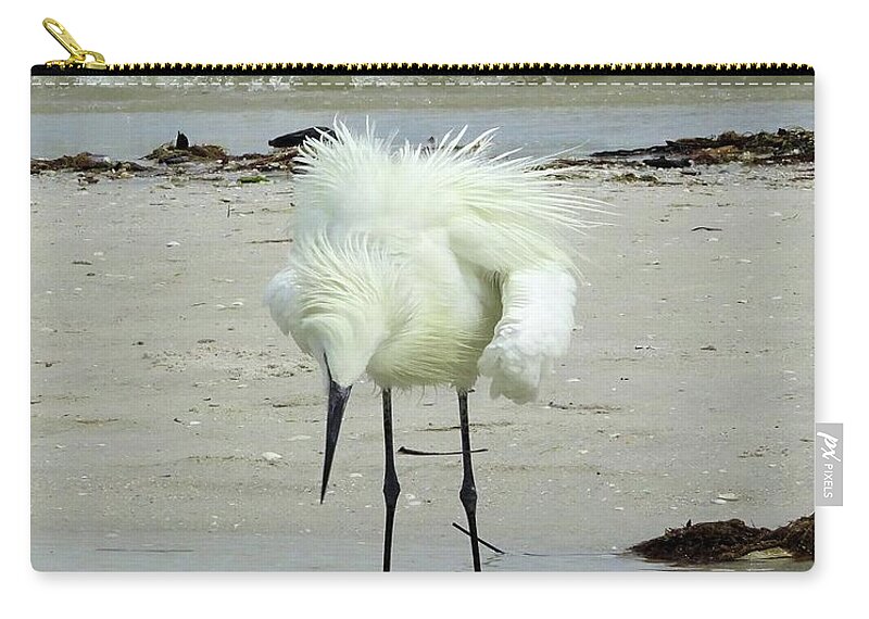 Birds Zip Pouch featuring the photograph Snowy Egret Showoff by Karen Stansberry