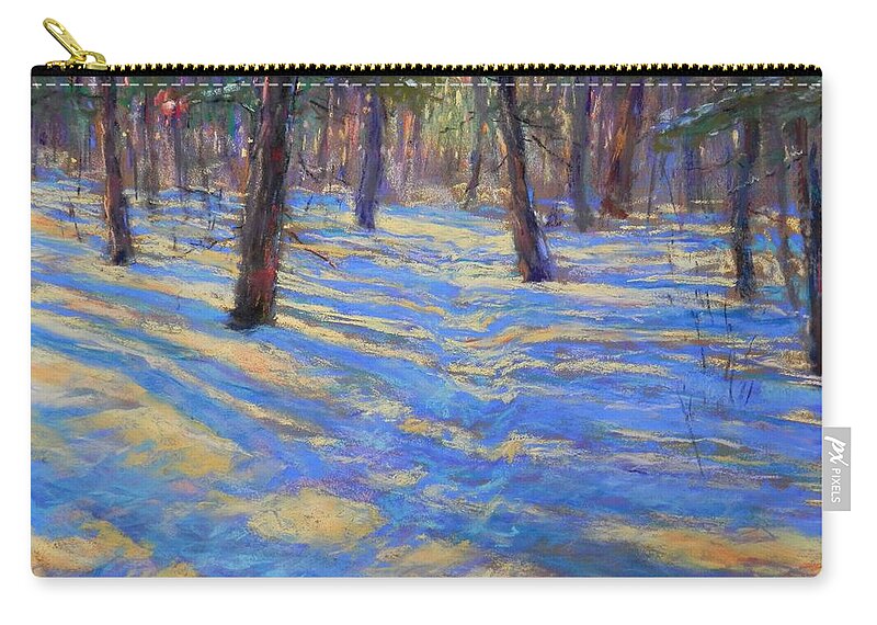 Nature Zip Pouch featuring the painting Snowy Path by Michael Camp