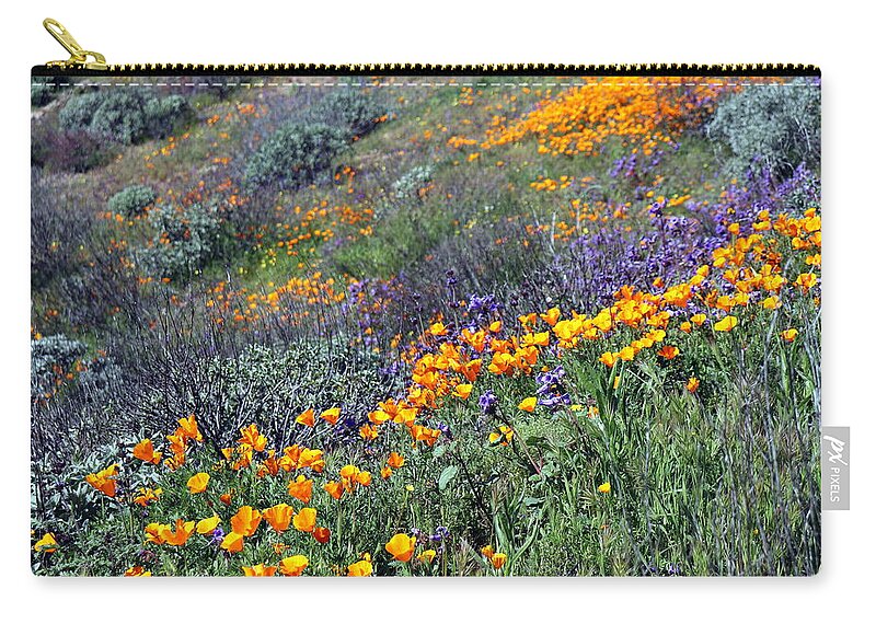 Wildflowers Zip Pouch featuring the photograph SoCal SuperBloom 3 Photograph by Kimberly Walker