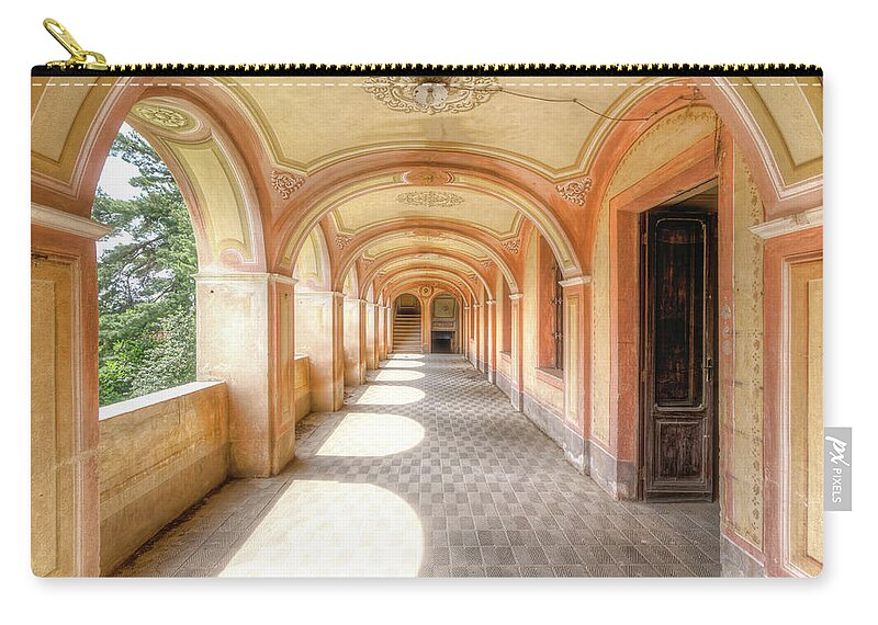 Urban Zip Pouch featuring the photograph Soft Abandoned Hallway by Roman Robroek
