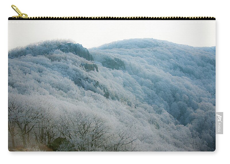 Blue Ridge Zip Pouch featuring the photograph Soft Hoarfrost by Mark Duehmig