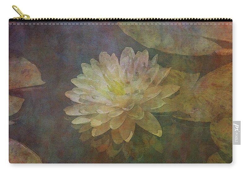 Impressionist Zip Pouch featuring the photograph Soft White Lotus Lily Pond 2938 IDP_3 by Steven Ward