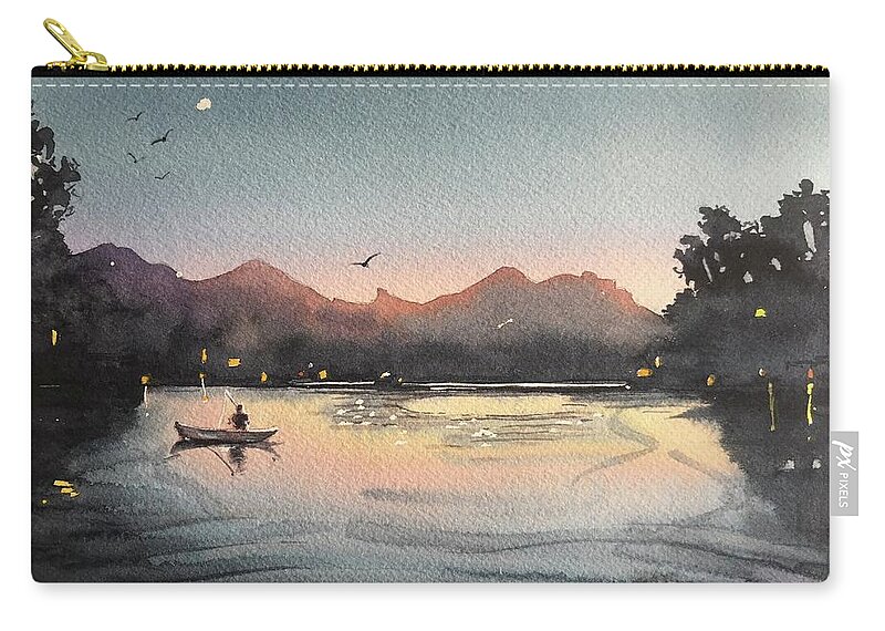 Watercolor Zip Pouch featuring the painting Solitude by Luisa Millicent