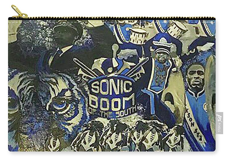 Jsu Sonic Boom Zip Pouch featuring the painting Sonic Boom by Femme Blaicasso