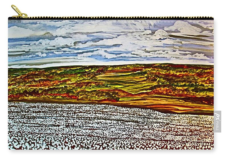 Prints Zip Pouch featuring the painting Southern Snow by Barbara Donovan