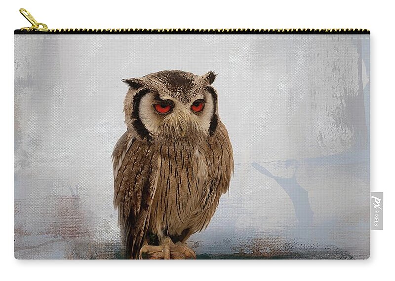 Southern White-faced Scop Owl Zip Pouch featuring the photograph Southern White-Faced Scop Owl-2 by Eva Lechner