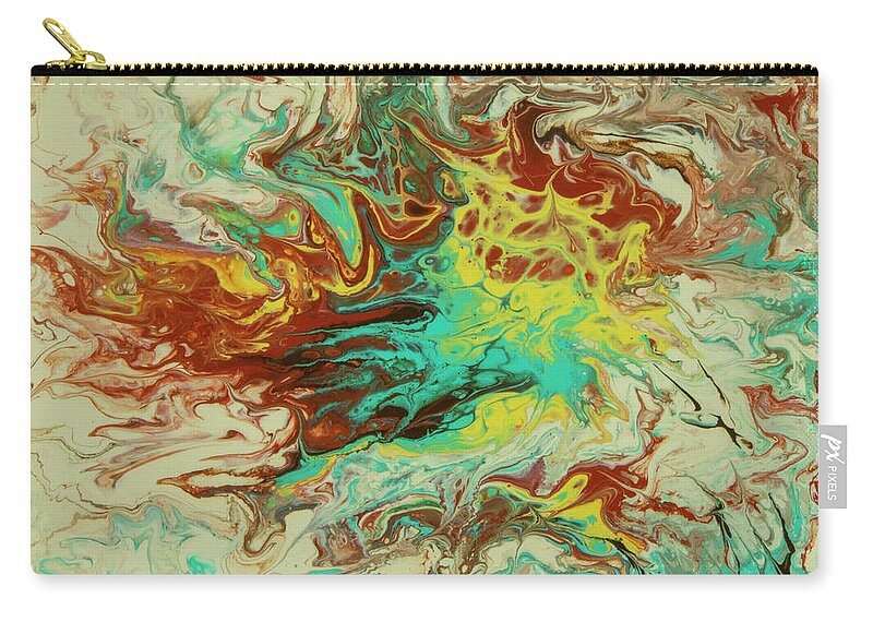Poured Acrylic Zip Pouch featuring the painting Southwest Eddies by Lucy Arnold