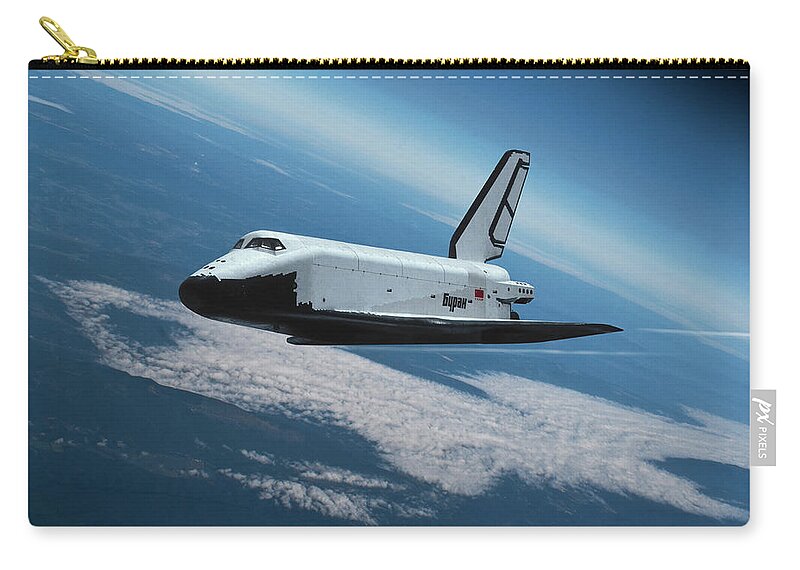 Soviet Union Space Shuttle Zip Pouch featuring the digital art Soviet Union Buran Space Shuttle by Erik Simonsen