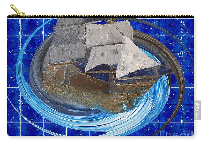 Ship Zip Pouch featuring the painting Space Ship by Bill King